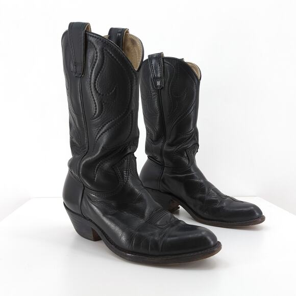 Stewart Boot Company Men 9 D Handmade Boots Black Leather Western Cowboy FLAW